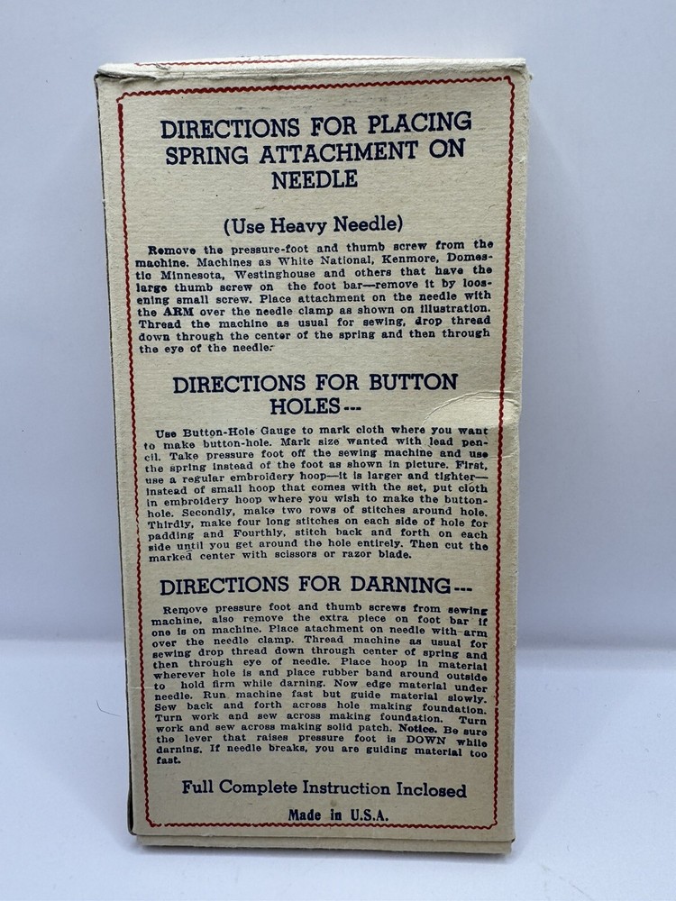 Easy Way Darner Buttonhole Maker Vintage. Please See Description About Spring