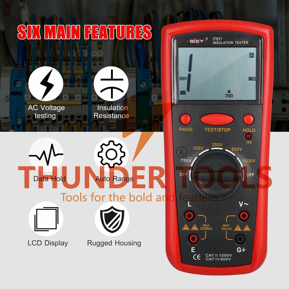 Thunder Tools Insulation Resistance Meter Digital Ohmmeter Handheld