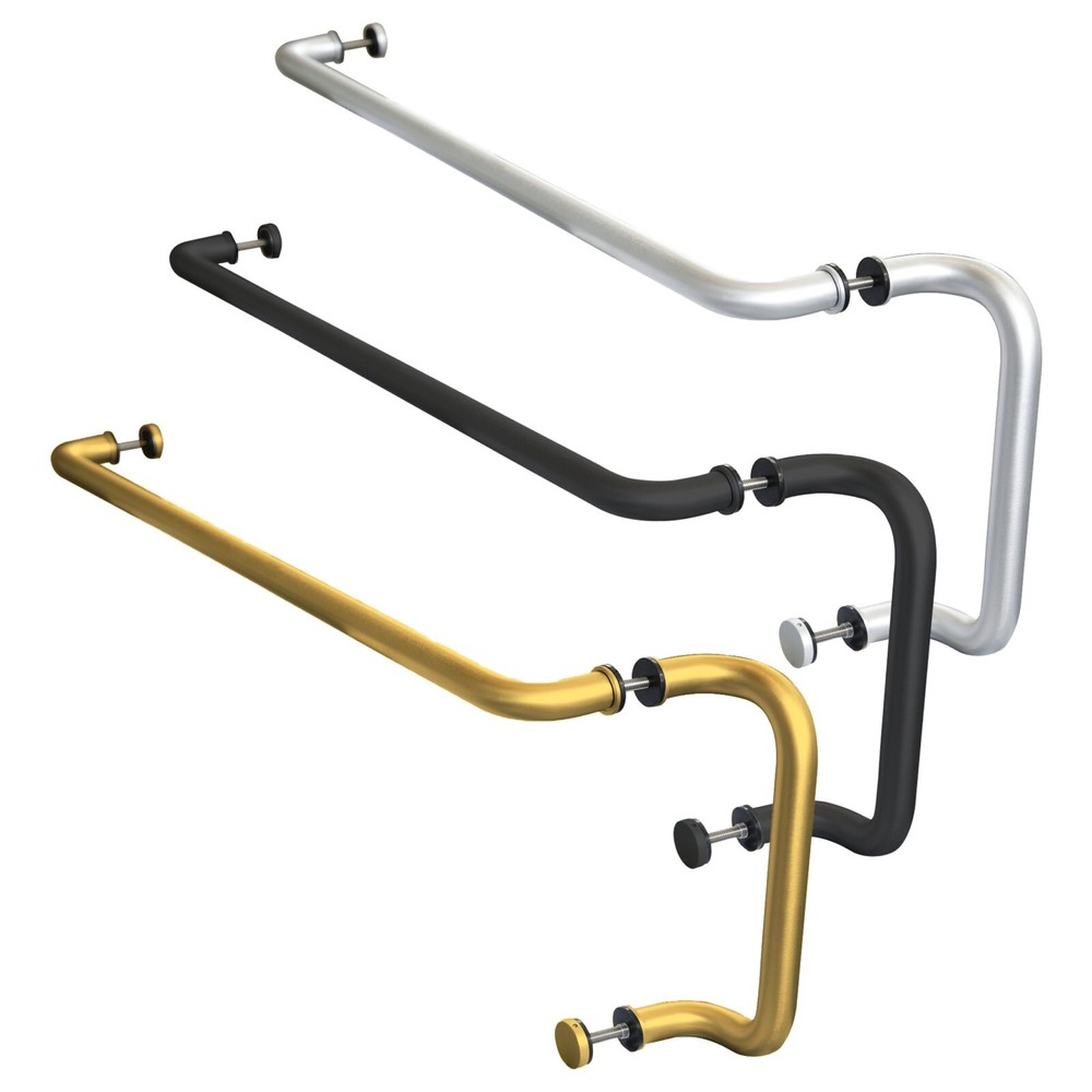 Solid Aluminum Round Combination Door Push Bar and Pull Handle Set - 10" x 33"