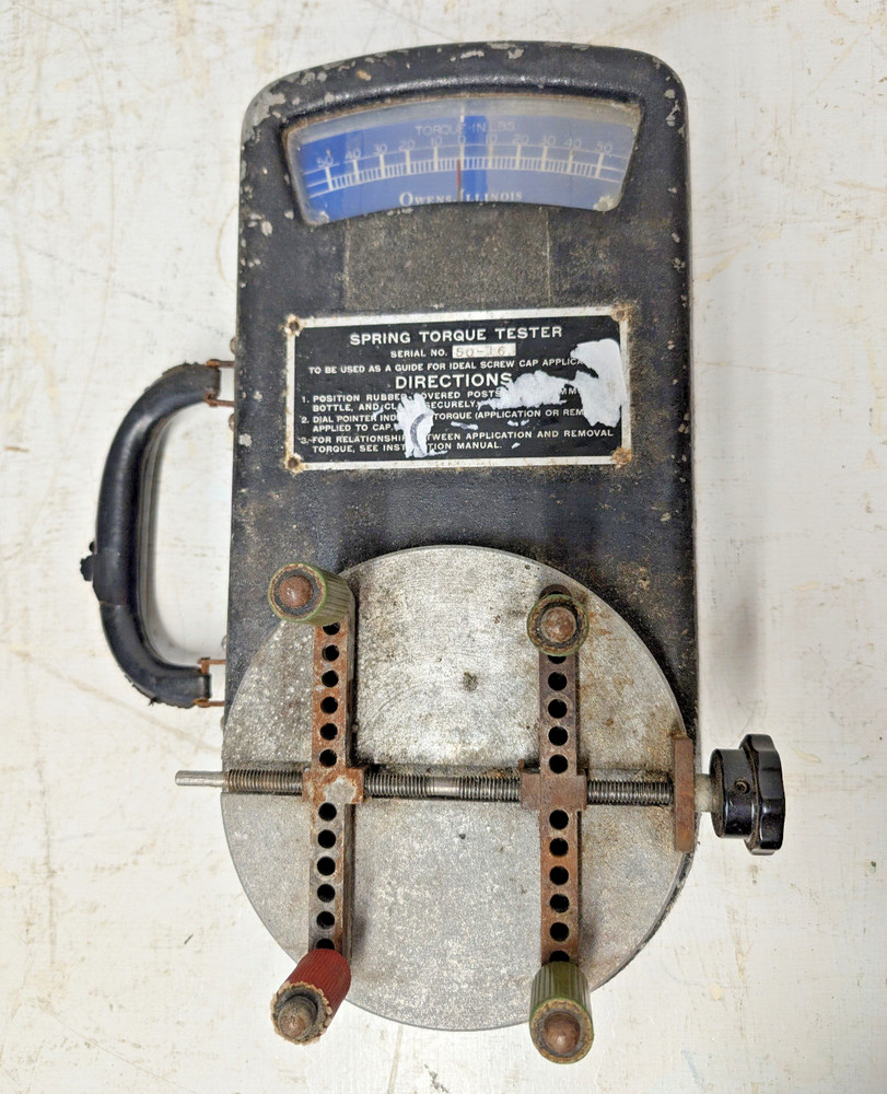 Owens-Illinois Spring Torque Tester, Screw Cap Torque Testing Machine