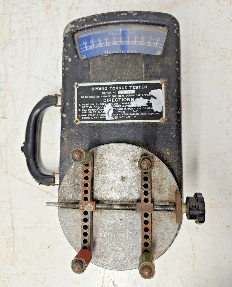 Owens-Illinois Spring Torque Tester, Screw Cap Torque Testing Machine