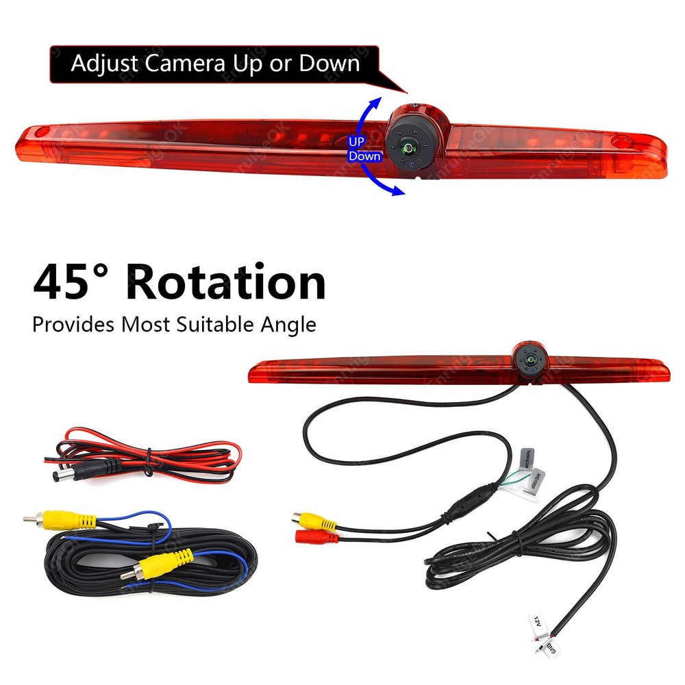 EnruigeOK Surface Mounted 3rd Brake Light Backup Camera Universal for Vans RVs