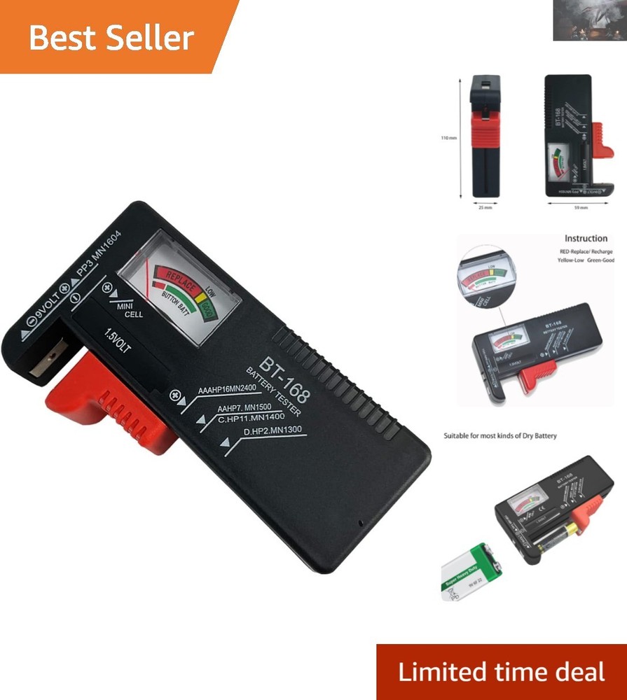 Compact Universal Battery Tester for AAA AA C D 9V - Accurate Portable Checker