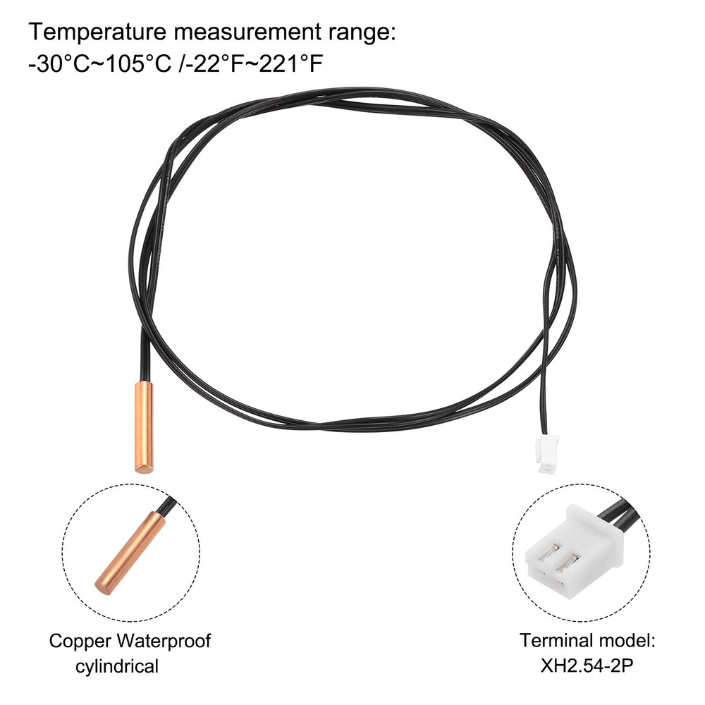 50K NTC Thermal Sensor Probe, 39.4" Cylindrical Sensitive Temp Sensor