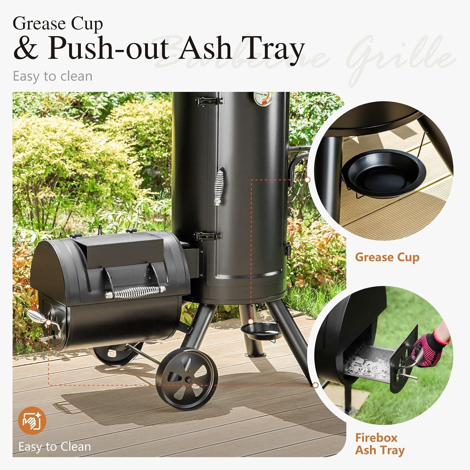 Outdoor BBQ Grill Heavy Duty Vertical Offset Charcoal Smoker Grills Extra Large