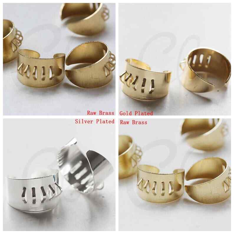 Solid Brass Bling Ring Base-Finger Ring-Adjustable-Open End-22x20mm (3768C)