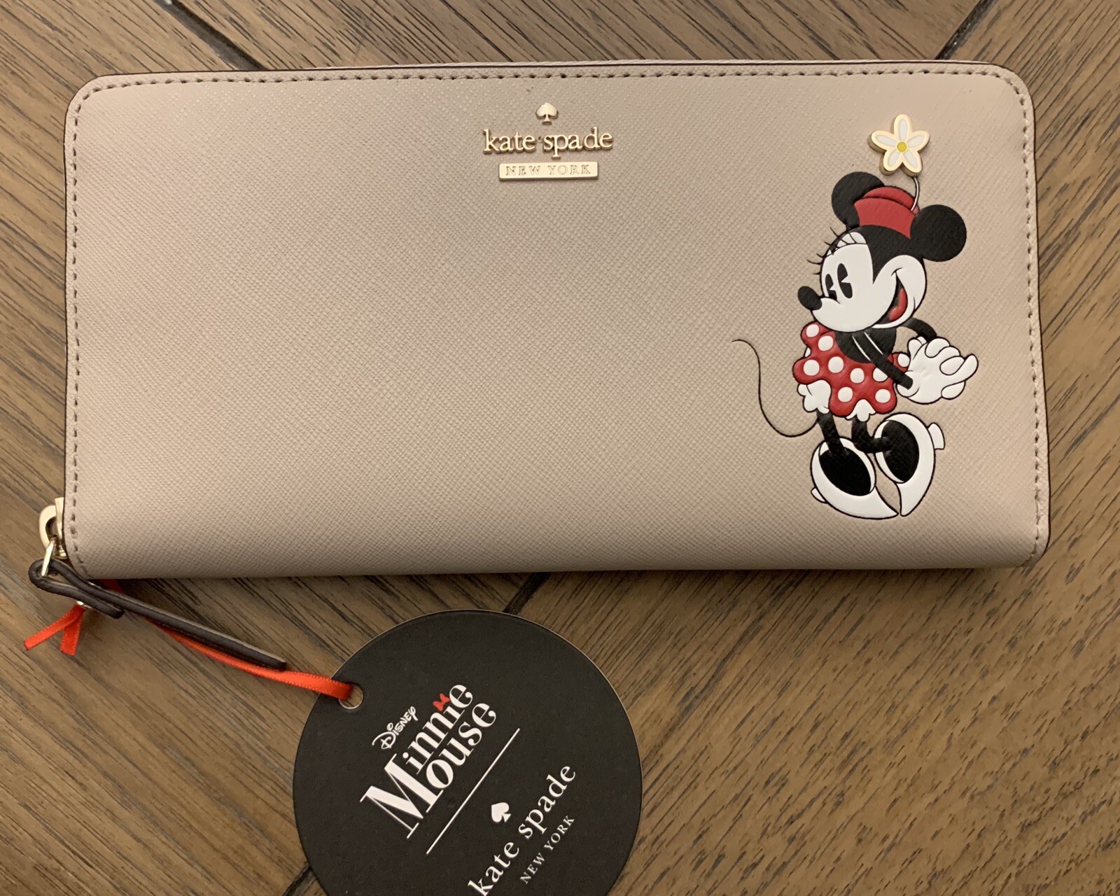 KATE SPADE DISNEY MINNIE MOUSE LACEY ZIP AROUND SAFFIANO LEATHER WALLET NWT $229