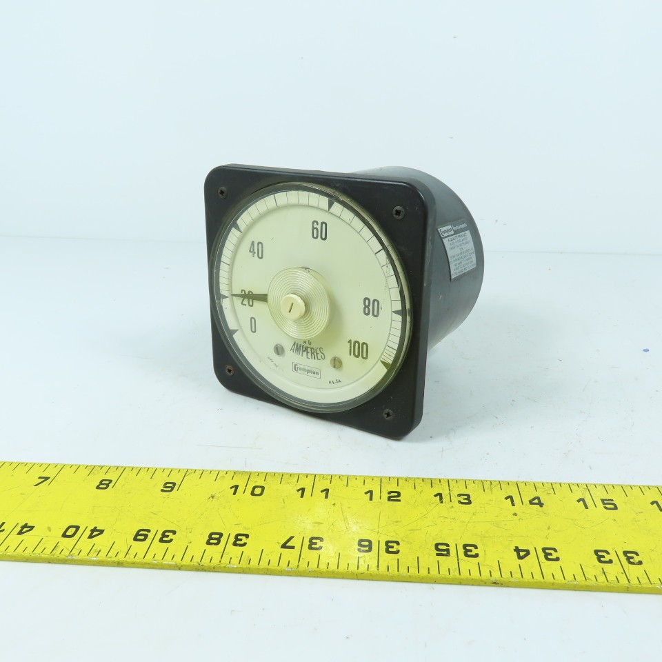 Crompton 077-08AA-LS Analog Panel Meter Ammeter 0-100A Scale (5A Input)