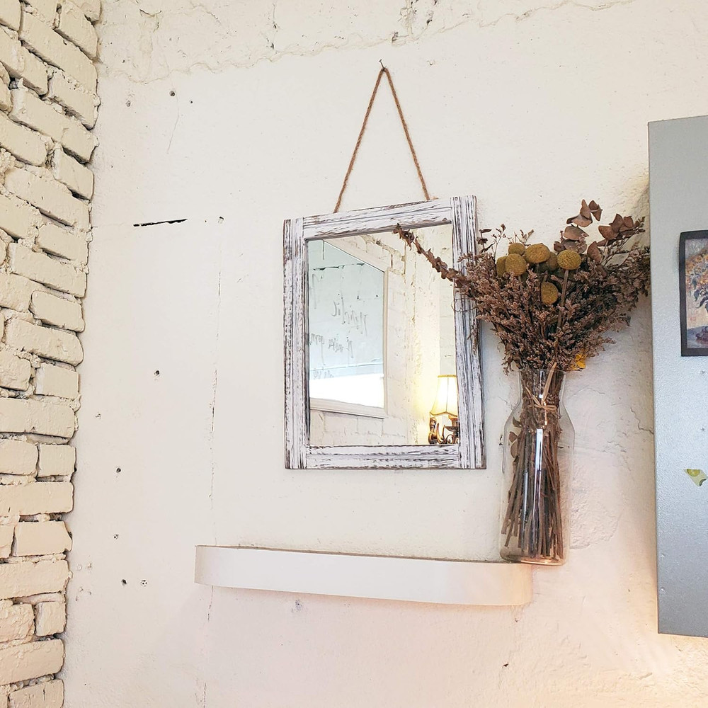 Wall Mirror with Wood Framed Rustic Mirrors for Wall Rectangle Decorative for Be