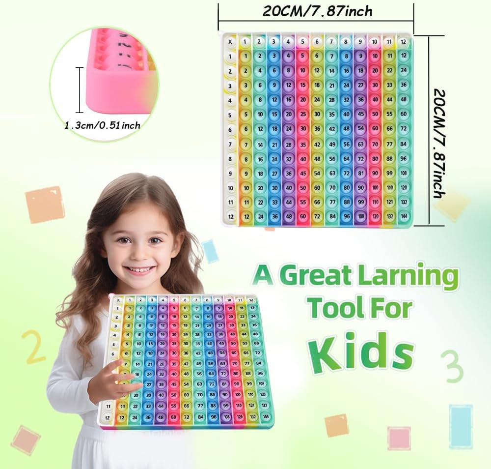Rainbow Multiplication Table Pop Fidget Toy, Educational Math Learning Board ...