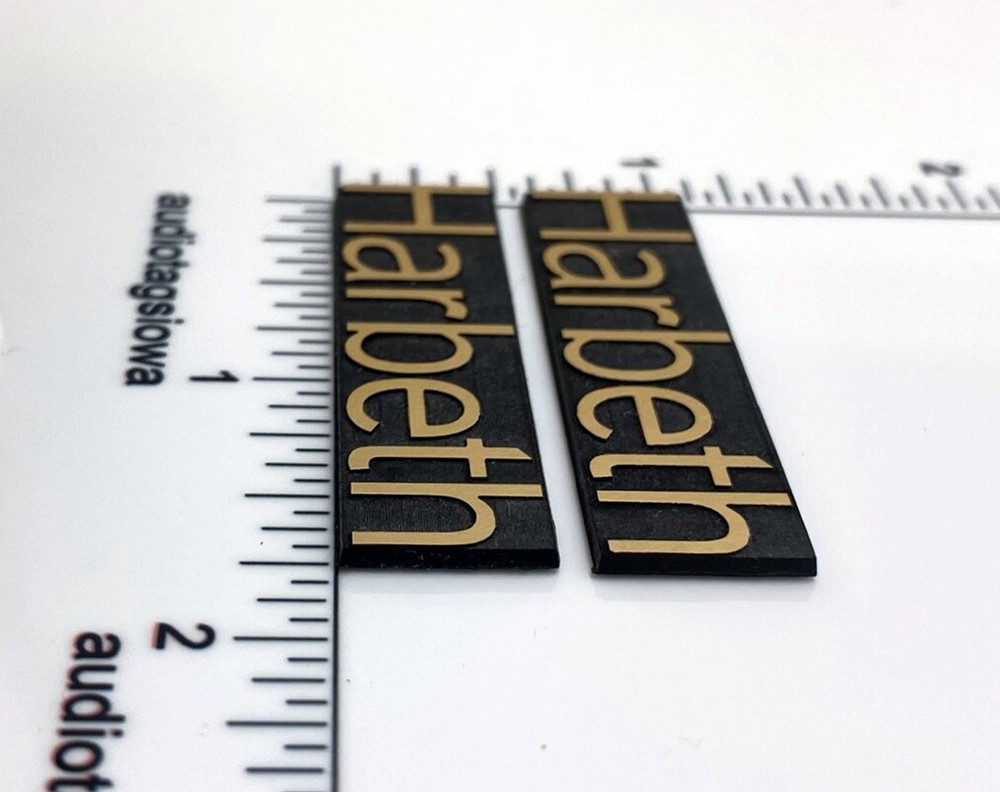 Harbeth Custom Incised Speaker Badges Gold Pair Emblem