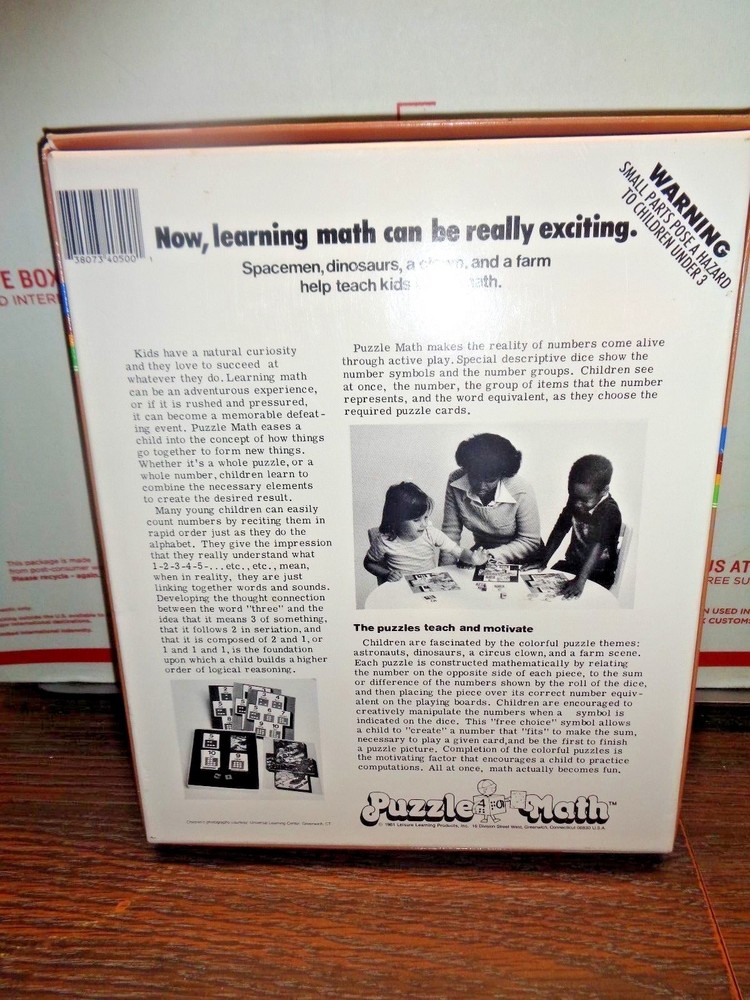 1981 Puzzle Math Learning Game By Leisure Learning Fun Puzzles for Ages 4-8 (EB)