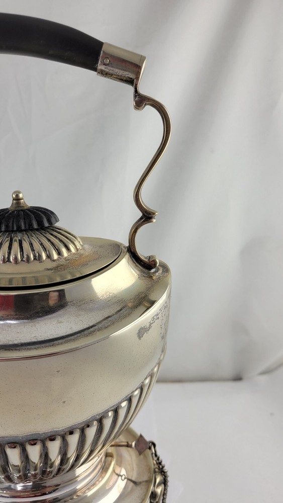 Antique Sheffield Silver Plate Tea Pot Spirit Kettle Stand and Burner