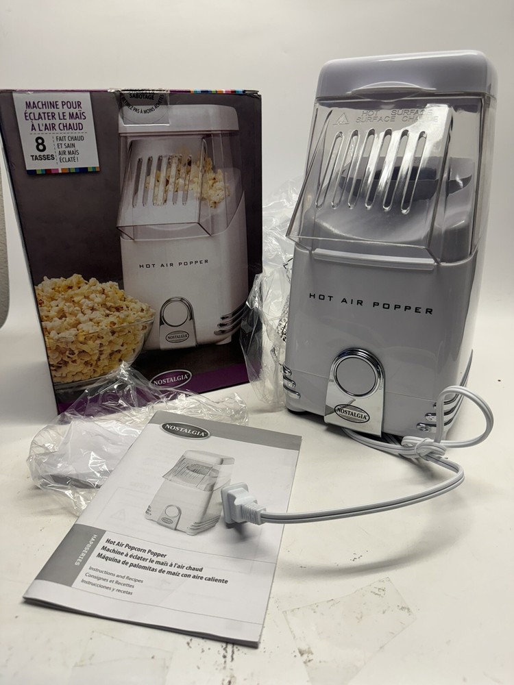 NEW OPEN BOX Nostalgia Electrics Hot Air Popcorn Maker HAP8WT