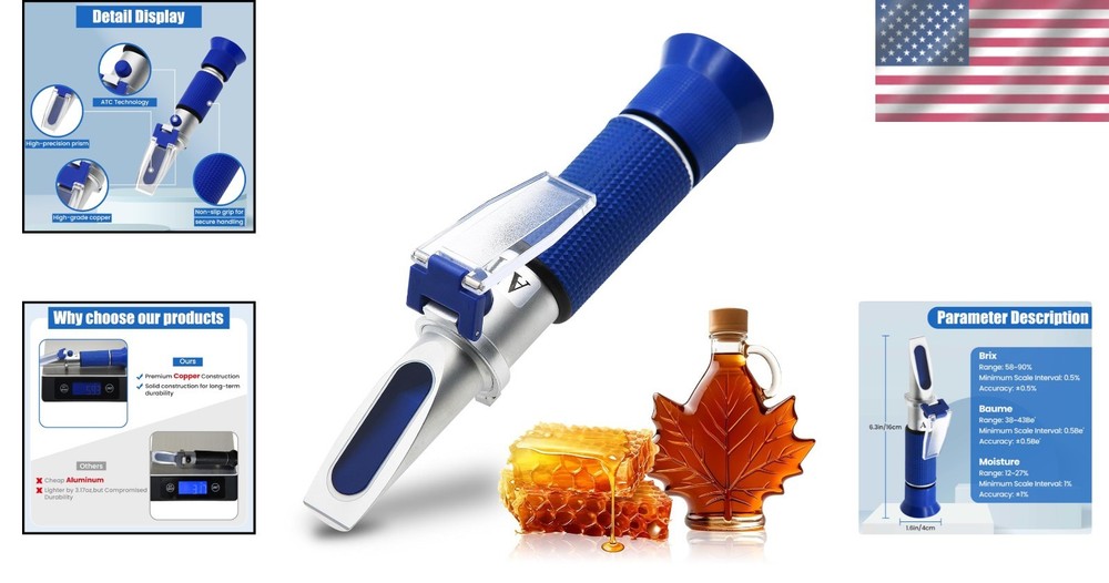 Expert Honey & Maple Syrup Refractometer with ATC - Accurate & Convenient