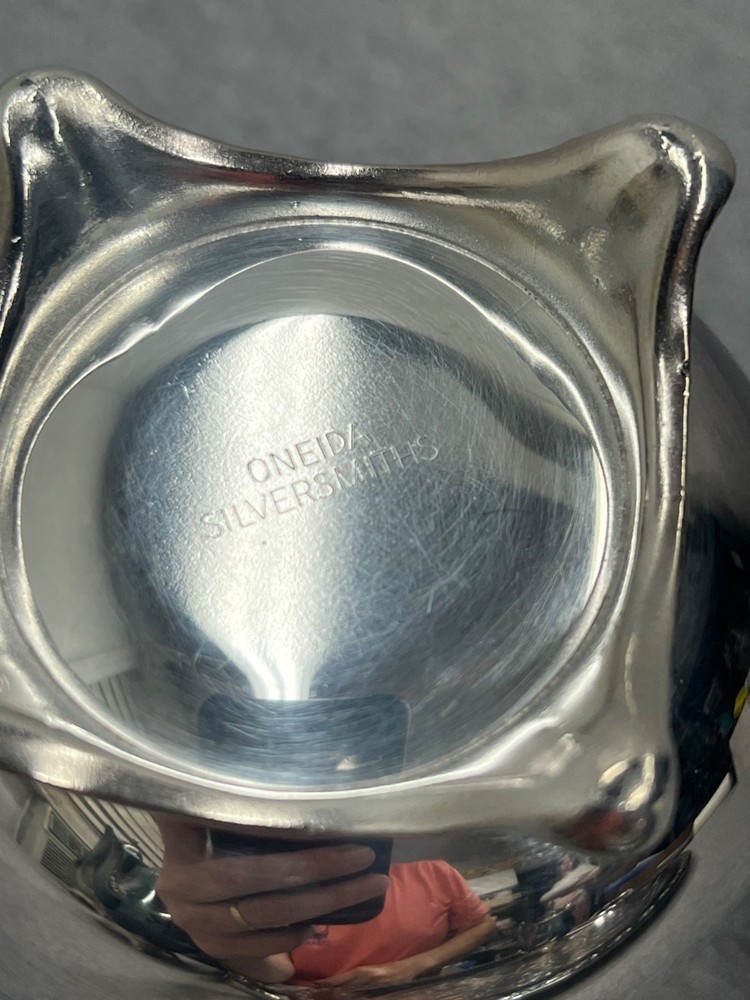 Oneida Silversmiths Silver-Plated 5-Piece Tea Set With Etched Serving Tray