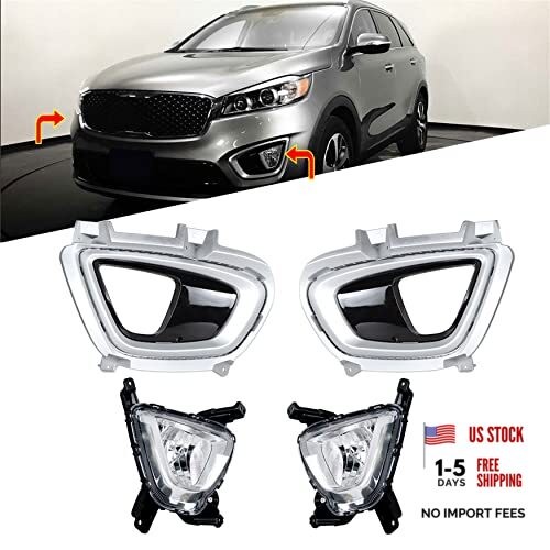 Fog Lights Replacement for Sorento 2016 2017 2018 Clear Lens with Front