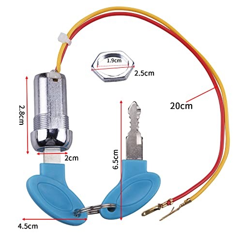 2 Pack 2 Wires Ignition Switch Key Starter Switch with 4 Keys ​On-Off for