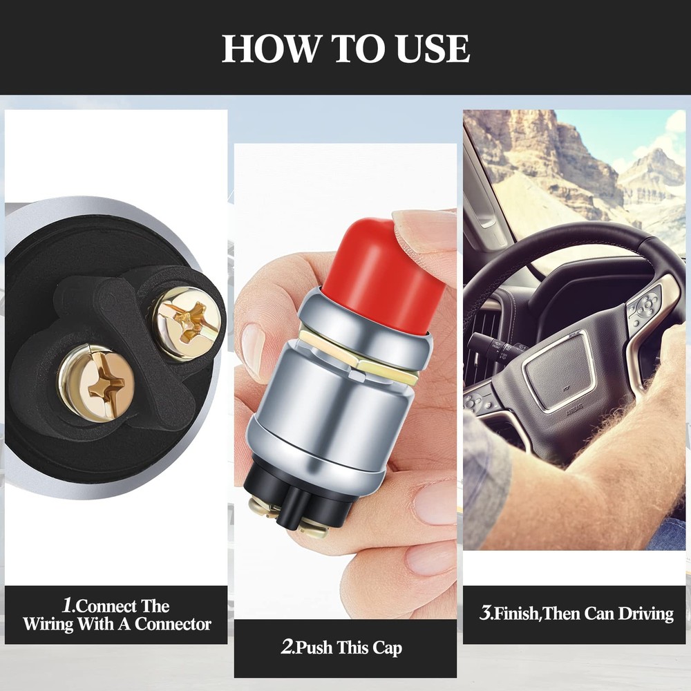 Engine Start Push Button Momentary 12V and 24V Waterproof Switch Push to Start B