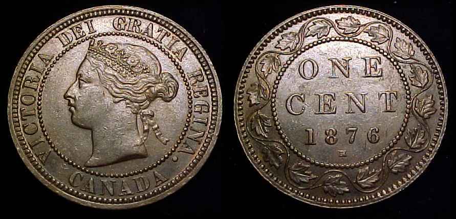 CANADA 1876 H Large Cent AU