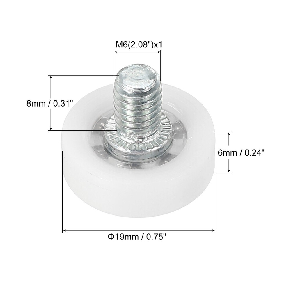 8Set 19mm Drawer Rollers Plastic Drawer Pulley Replacement Wheels Bearing