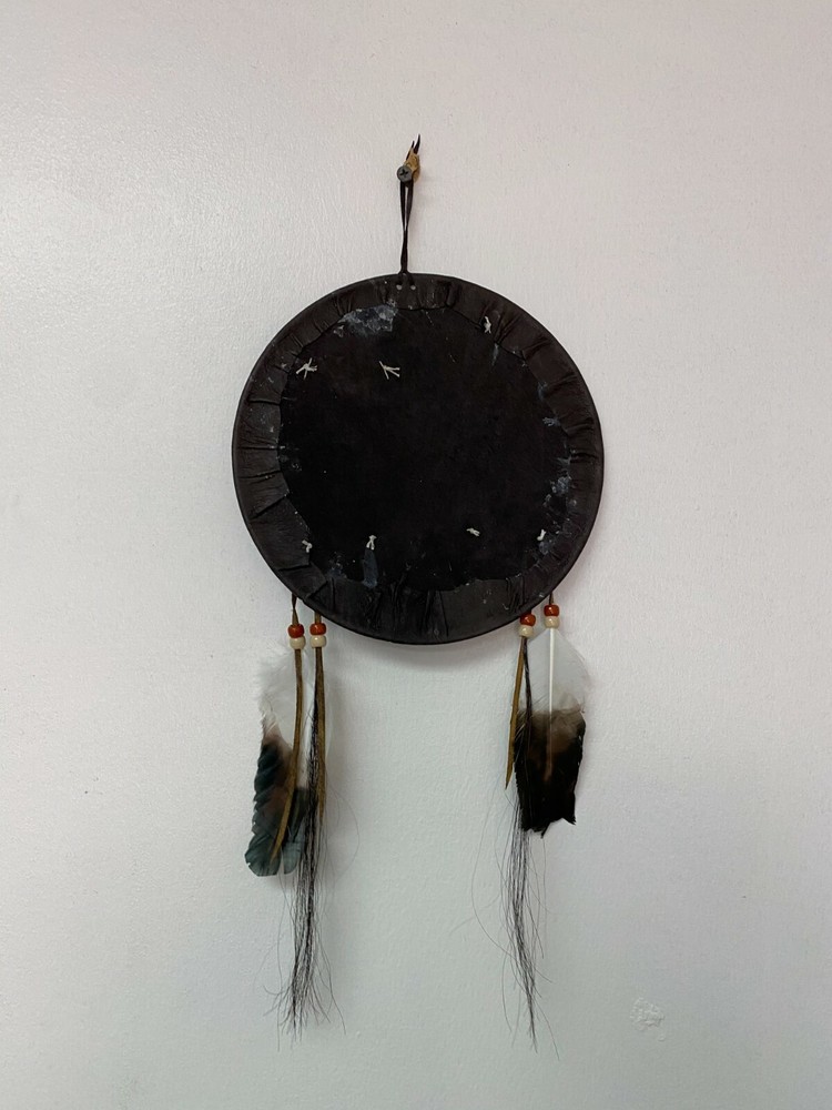 REAL LEATHER , HANDMADE , ROUND SHIELD , SOUTHWEST , 8", PAINTED , EAGLE 1