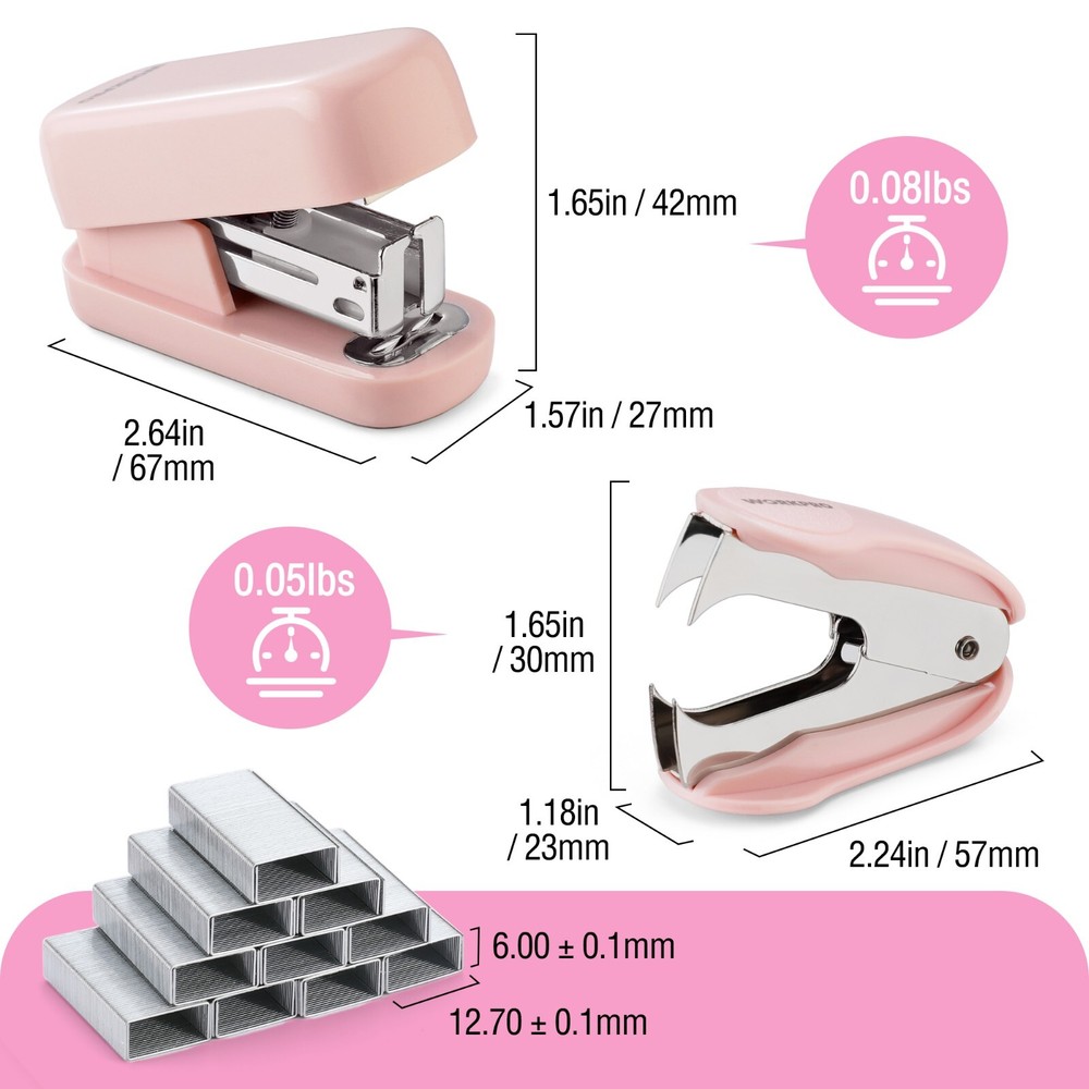WORKPRO Mini Stapler Set Pocket Stapler Staple Remover Non-Slip Base 2000 Staple