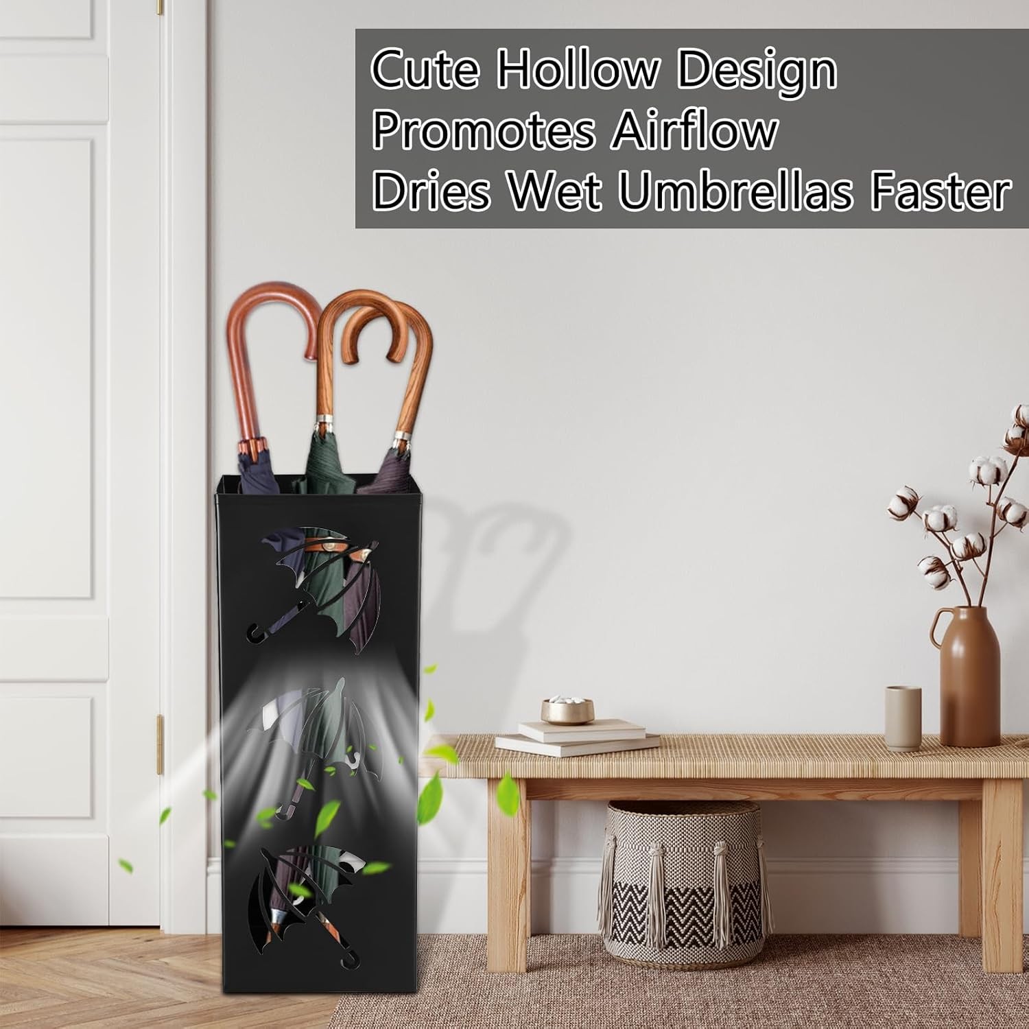 Metal Umbrella Holder Square Umbrella Stand Rack for Entryway Freestanding Rain