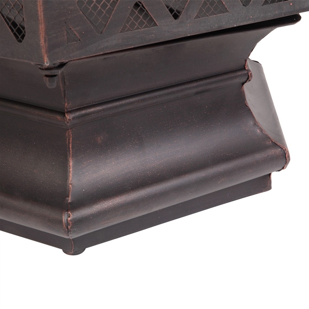 22" Hexagonal Shaped Iron Brazier Wood Burning Fire Pit Decoration
