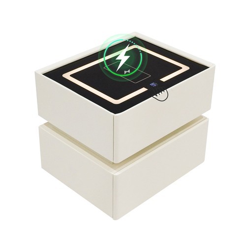 Smart Nightstand W/ Tri color sensor light+Wireless Charging+USB Bedside Table