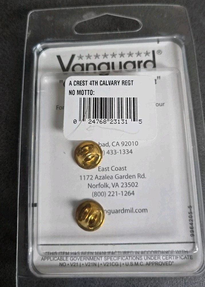 4TH CAVALRY REGIMENT PIN U.S. ARMY CREST