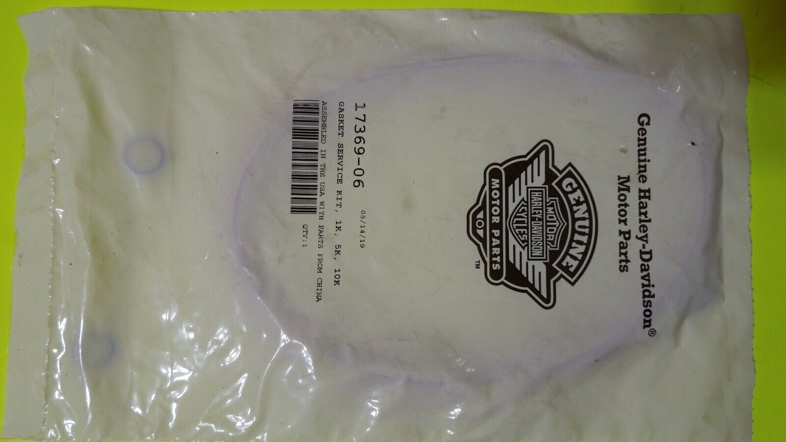 1 NEW OEM Harley Davidson 1K, 5K, 10K Service Gasket Kit P/N 17369-06