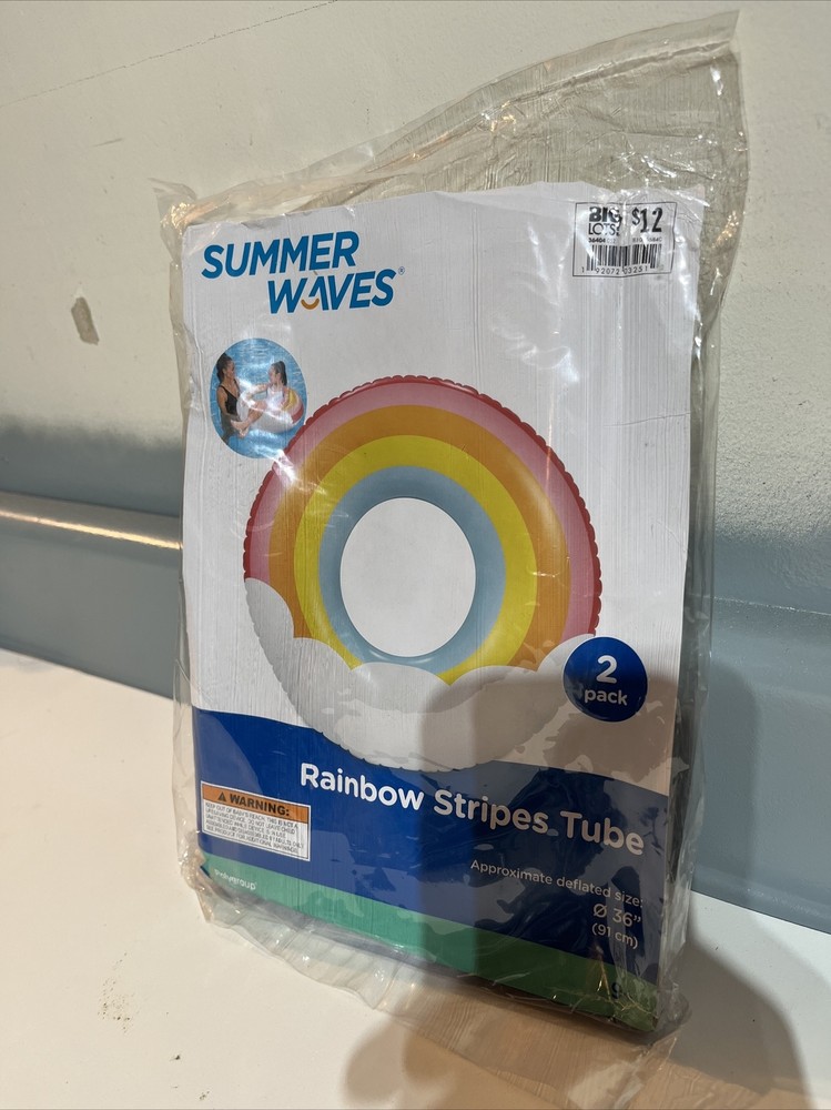 SUMMER WAVES 2 Pack Rainbow Striped Tubes 36”