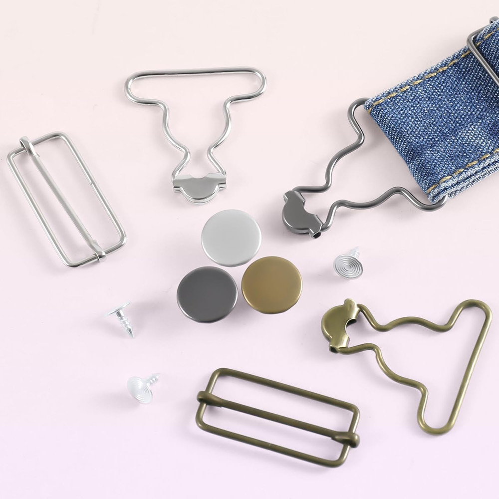 6 Sets Metal Overall Buckles Replacement Overall Clasp Replacement Suspender Cli