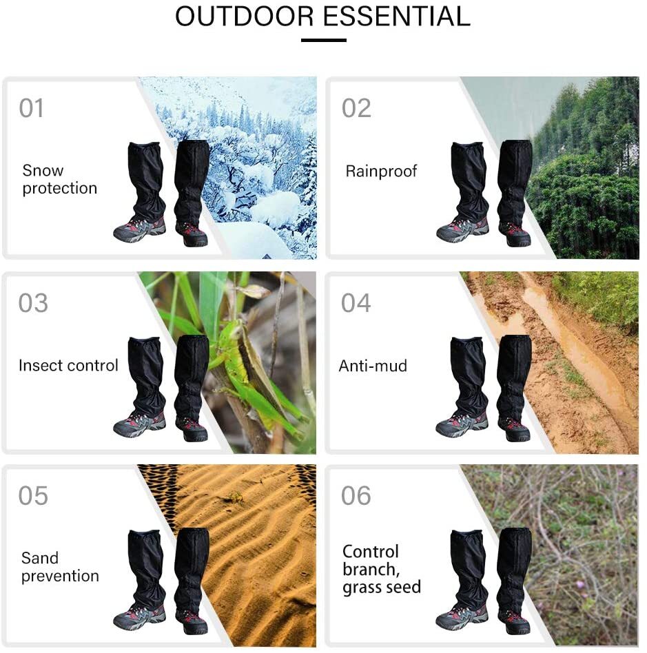 Outdoor Hiking Boots Cover Gaiters Waterproof Leg Protection Snake Snow Legging