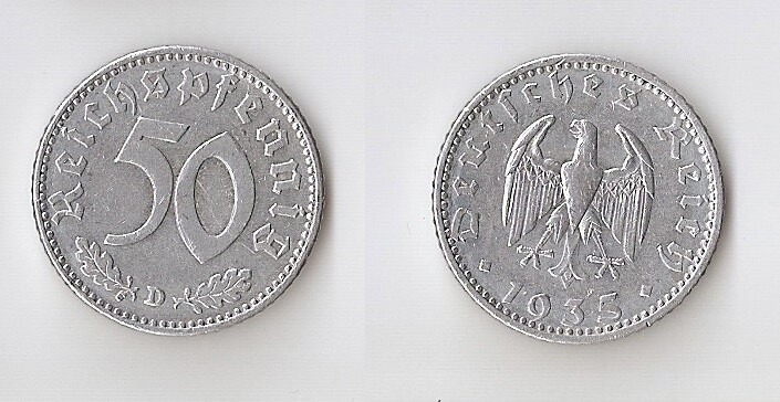 GERMANY 50 pfennig 1935 D