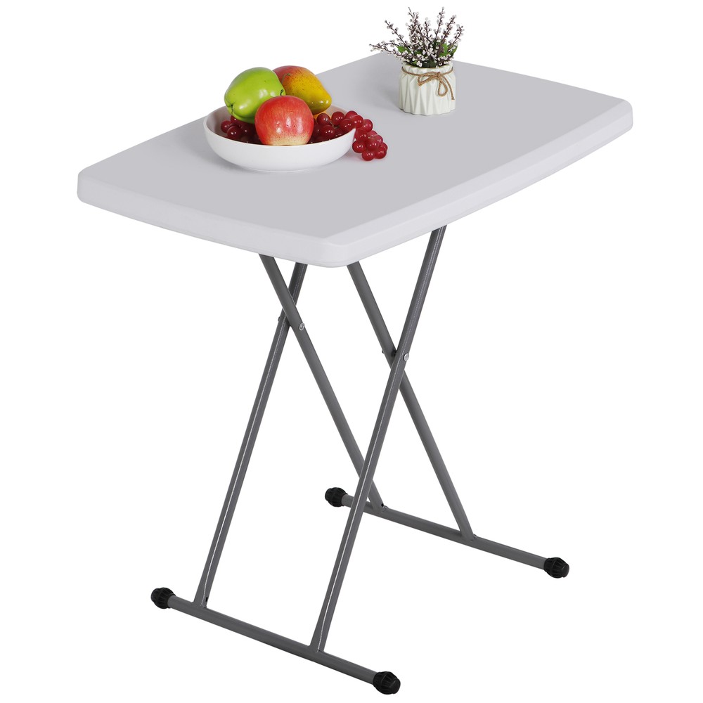 30'' Plastic Folding Tables Rectangular Utility Table Adjustable Height White