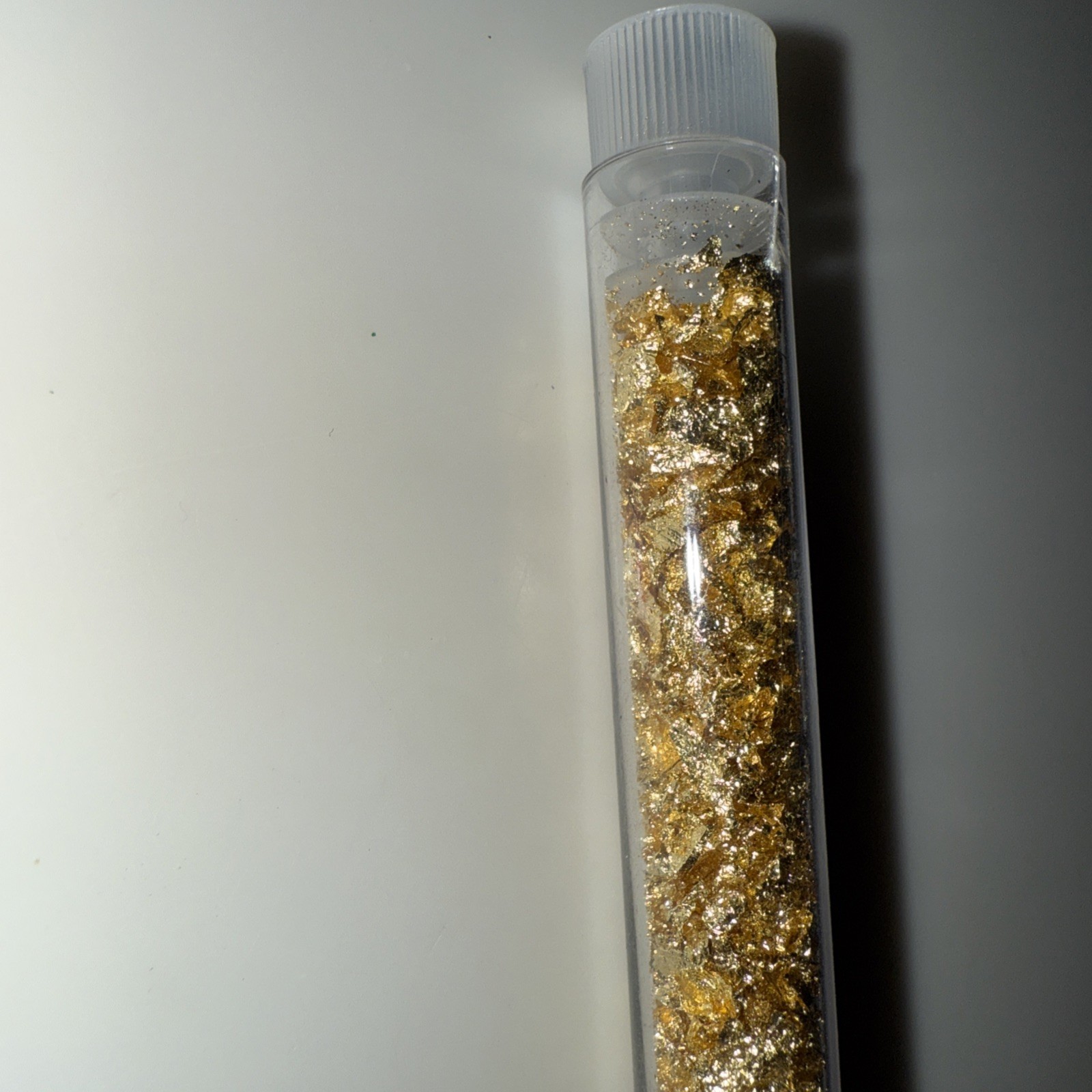 1 Vial Of Gold Flakes 3.25" Long GOLD