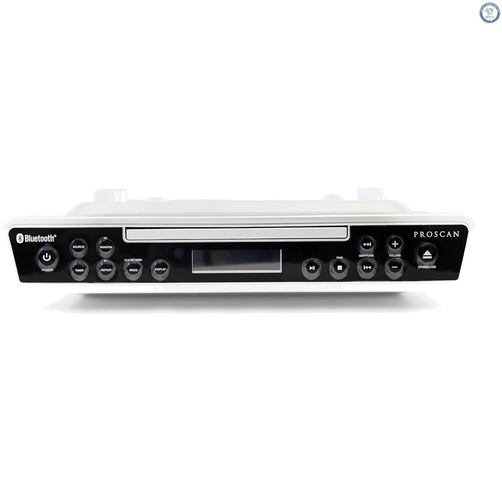 Compact Bluetooth CD Player & Clock Radio for Kitchen - Mounting Kit Included