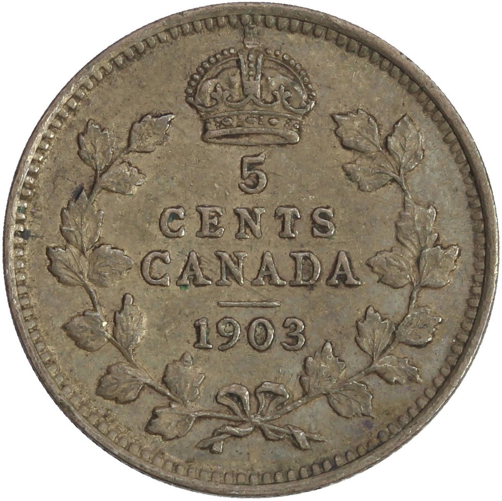 1903 Canada Silver 5 Cents KM-13
