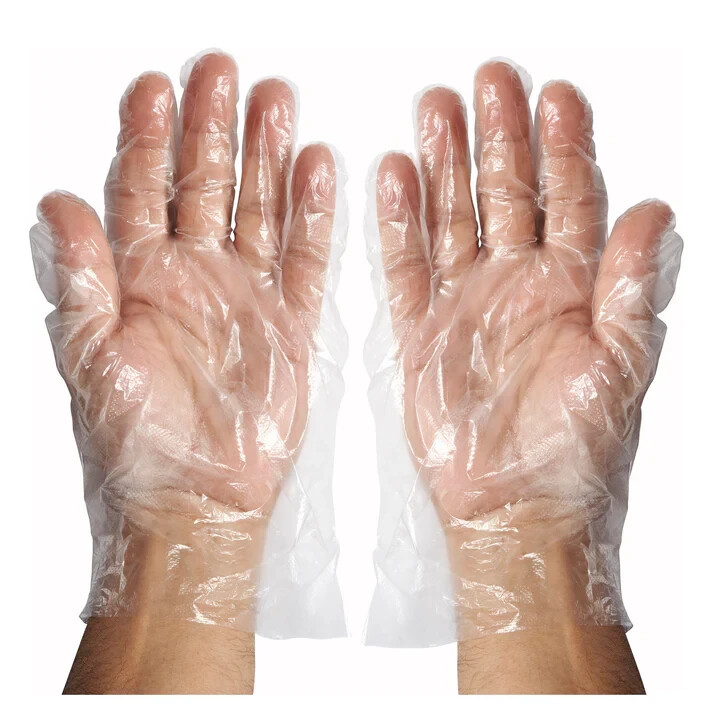 Winco GLP-M Disposable Textured Glove, Size Medium, Polyethylene - Disposable