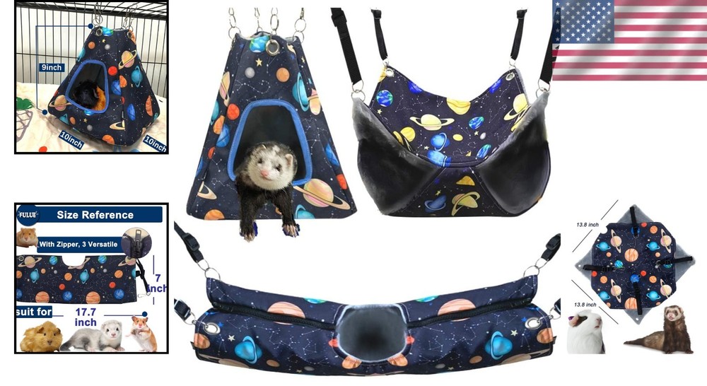 Galaxy Black Ferret Hammock Tent & Tunnel Set - Adjustable & Durable
