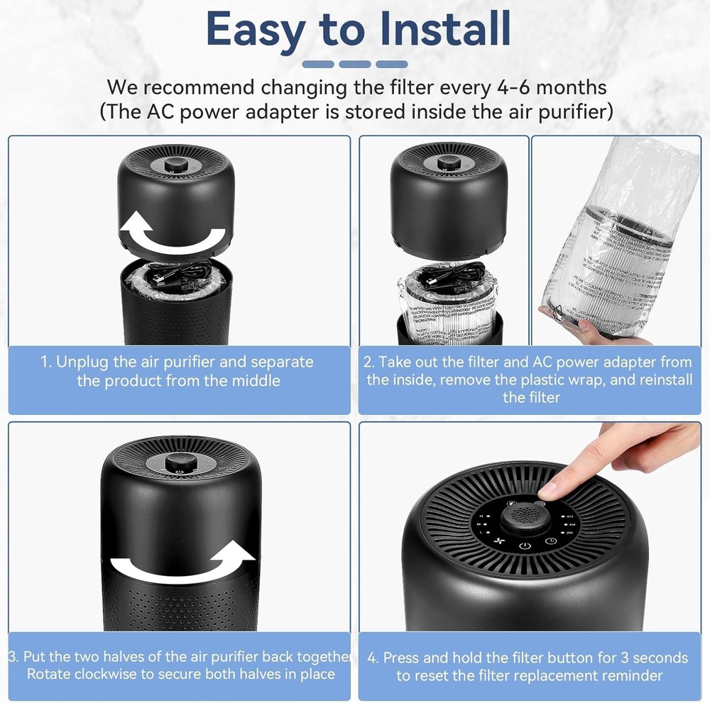 2 Pack P60 Air Purifier with Filters, Aromatherapy Function and Nightlight