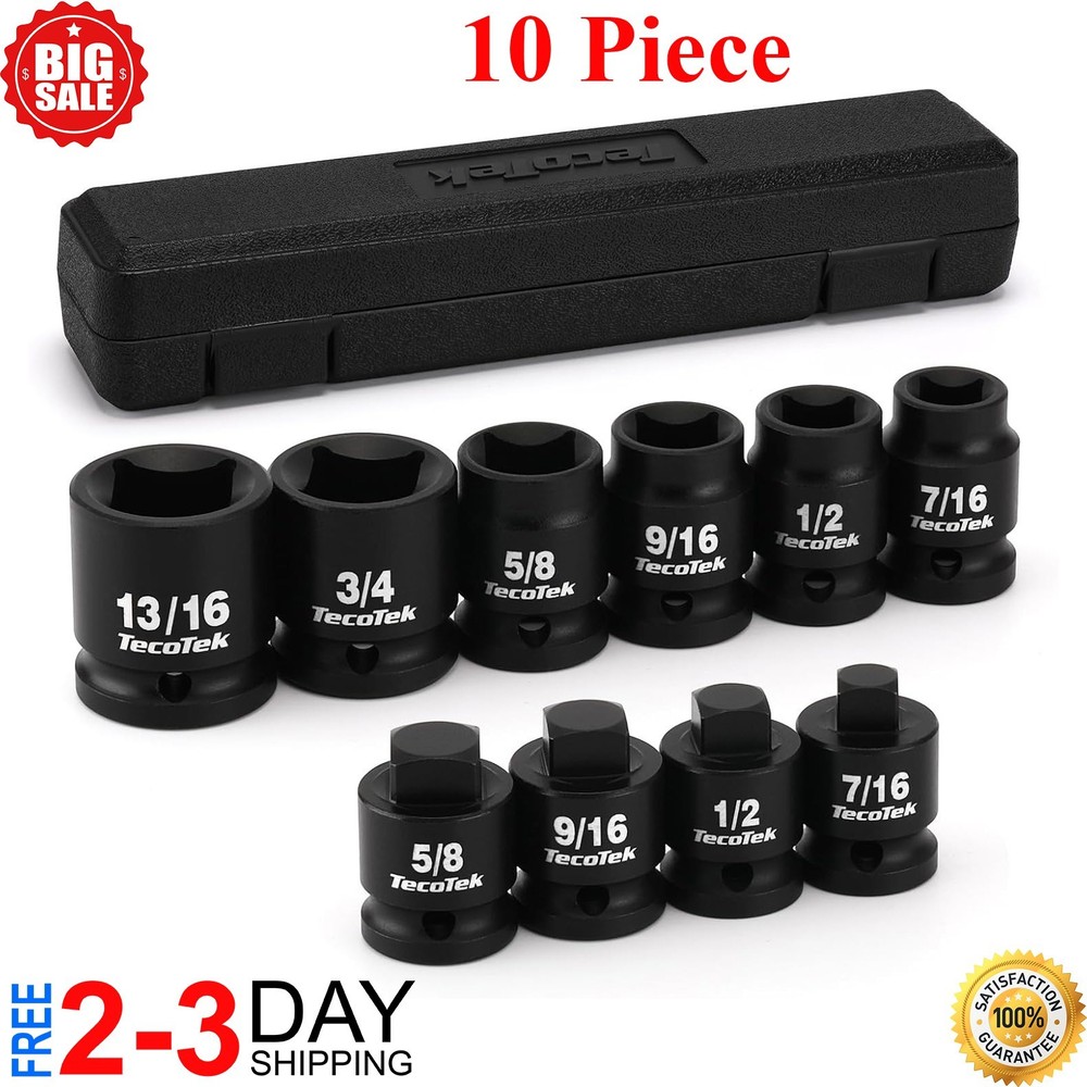 1/2" Drive Pipe Plug Socket Set, Square Drive Socket, 10-Piece, SAE, 4 Point...