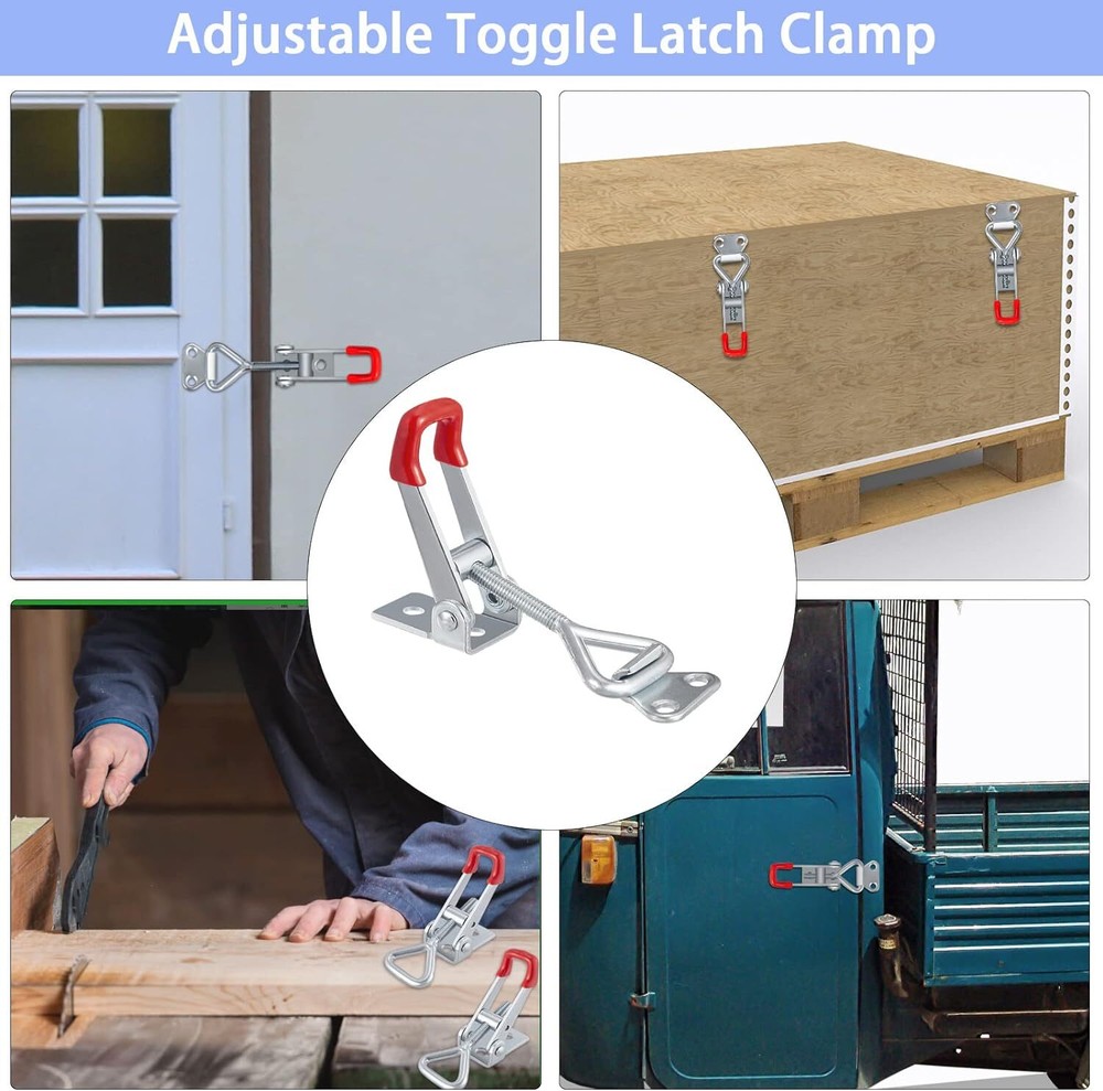 4Pcs Heavy Duty Steel Toggle Latch Catches Adjustable Lock Clamp For Boxes Case