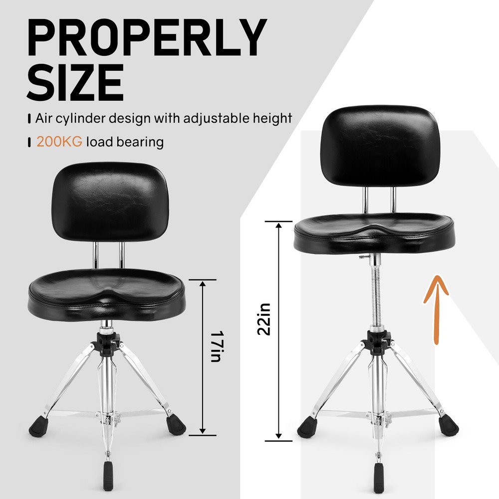 Ktaxon Drum Throne with Backrest,Drum Stool Adjustable Height with 5A Drumsticks
