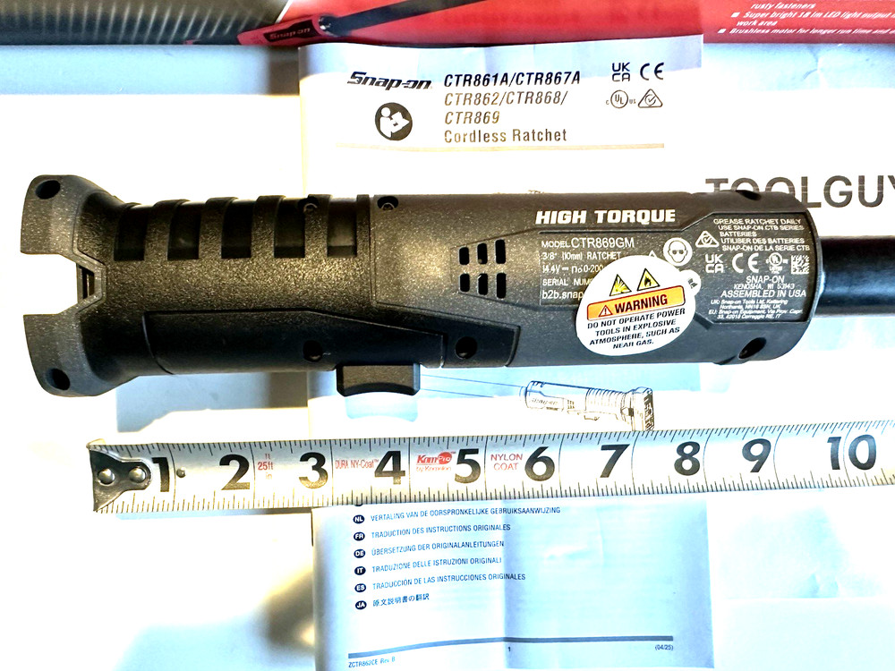 SNAP ON TOOLS CTR869 GM DB 3/8 EXTRA LONG HIGH TORQUE 14.4 RATCHET *TOOL ONLY*