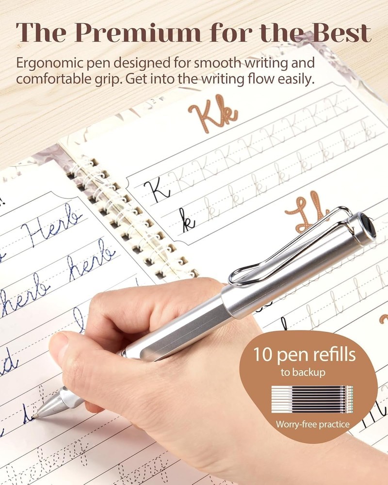 ® Grooved Cursive Handwriting Workbook Kit - Large Cursive Workbook for Kids ...