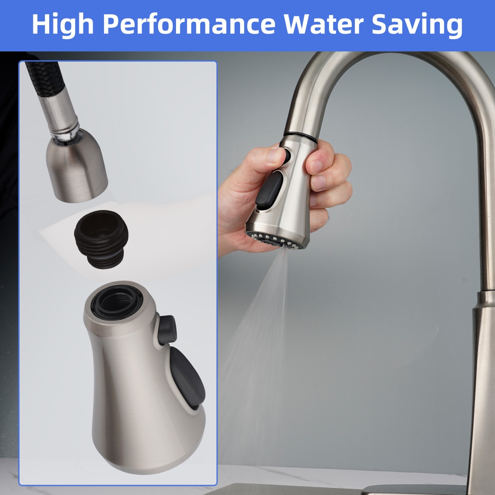 Pull Down Kitchen Faucet Head Replacement Compatible with Moen Delta Faucets US