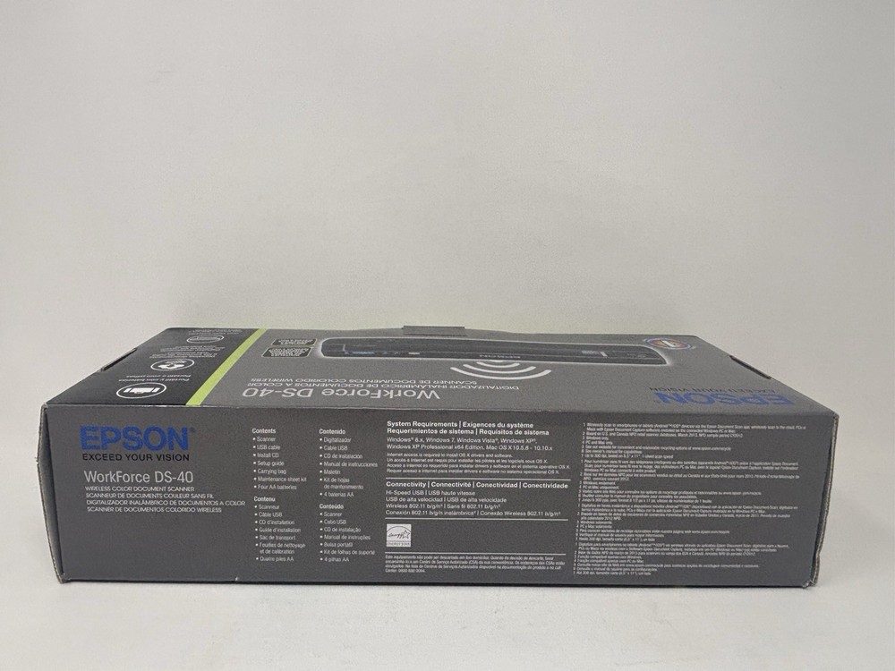 Epson WorkForce DS-40 Portable Compact Wireless Color Document Scanner Open Box